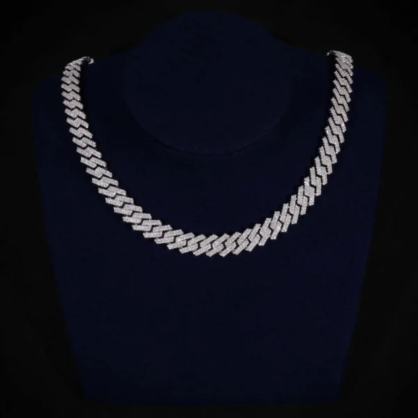 2-Row 12MM Moissanite Prong Cuban Link Chain - Image 2