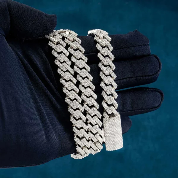2-Row 12MM Moissanite Prong Cuban Link Chain - Image 3