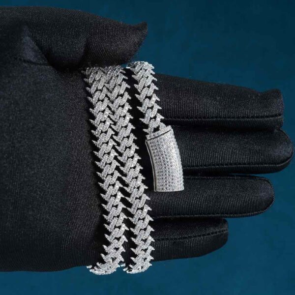 10MM Spiked Moissanite Cuban Link Chain 14K Gold - Image 2