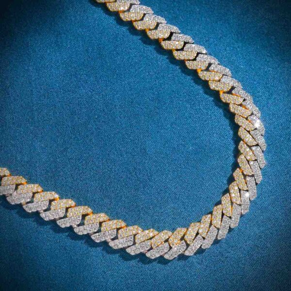 10MM Split Two Tone Moissanite Cuban Link Chain - Image 2