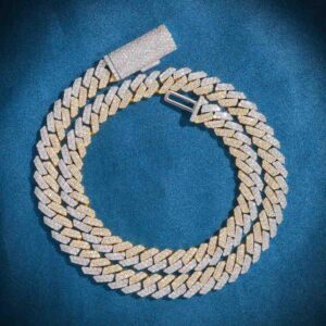 10MM Split Two Tone Moissanite Cuban Link Chain