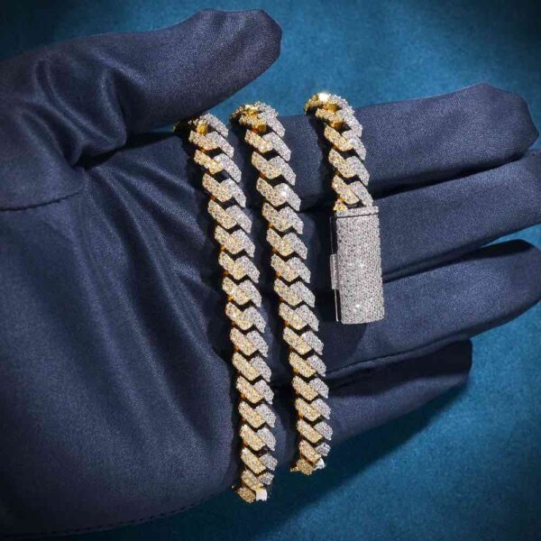 10MM Split Two Tone Moissanite Cuban Link Chain - Image 3