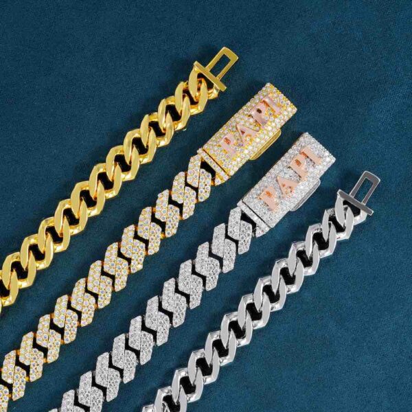 2-Row 10MM Moissanite Cuban Link Chain 14K Gold - Image 2