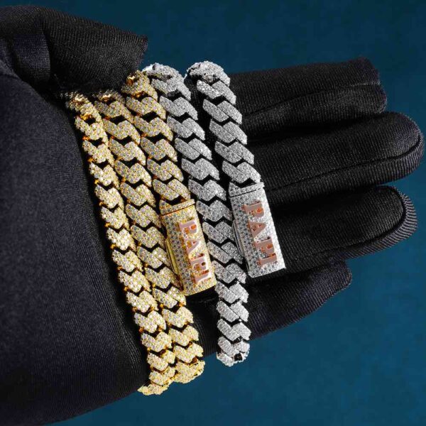 2-Row 10MM Moissanite Cuban Link Chain 14K Gold - Image 3