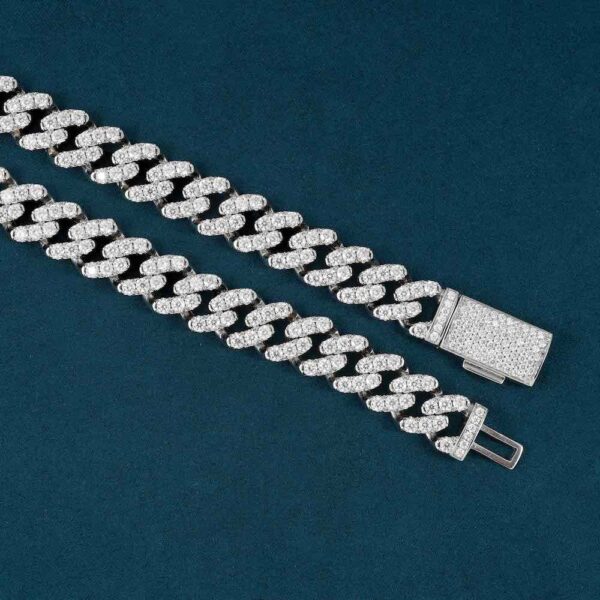 12MM Moissanite Prong Miami Cuban Link Chain 14K Gold - Image 3