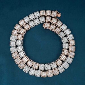 13MM Moissanite Clustered Baguette Tennis Chain