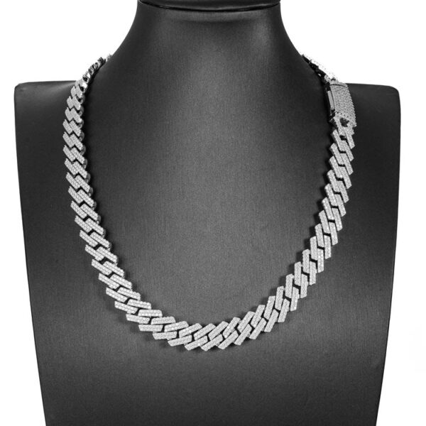 2-Row 13MM Moissanite Prong Cuban Link Chain 14K Gold - Image 3