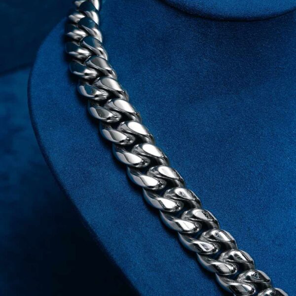 14MM Cuban Link Chain 14K White Gold - Image 2