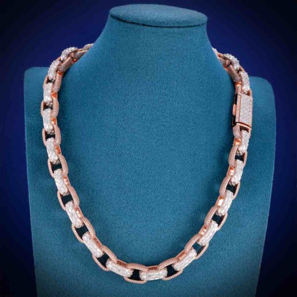 15MM Iced Out Cable Link Chain 14K Two Tone - Image 2