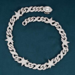15MM Moissanite Infinity Star Link Chain
