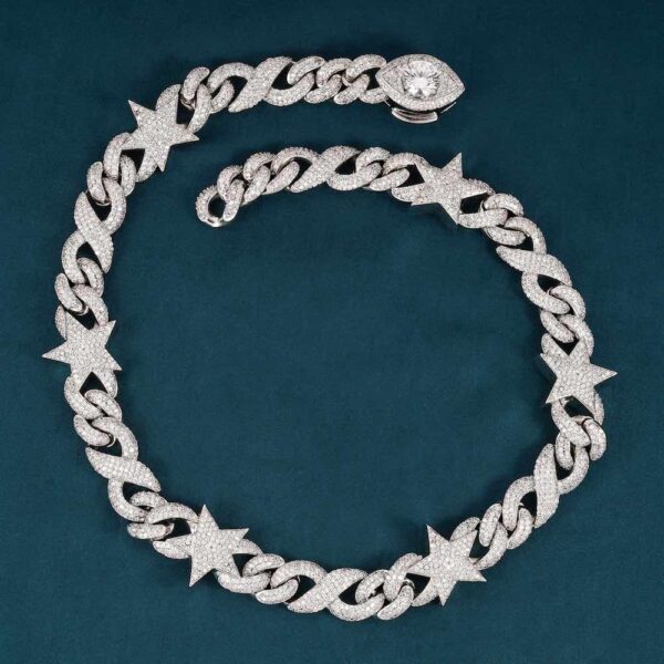 15MM Moissanite Infinity Star Link Chain