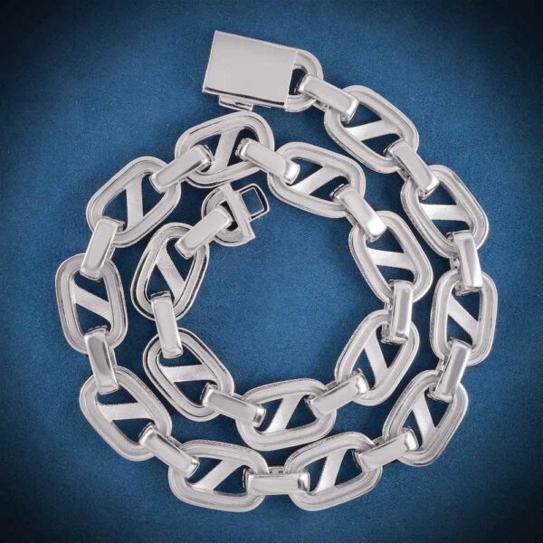 18.5MM Iced Out Baguette Mariner Link Chain 14K Gold - Image 3