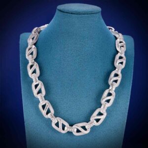 18.5MM Iced Out Baguette Mariner Link Chain 14K Gold