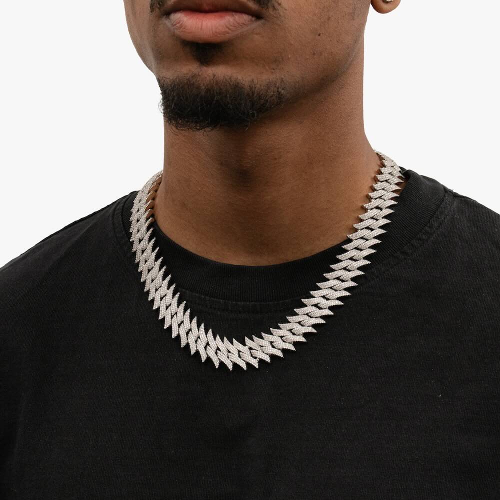 18MM Iced Out Spiked Cuban Link Chain 14K Gold - Image 2