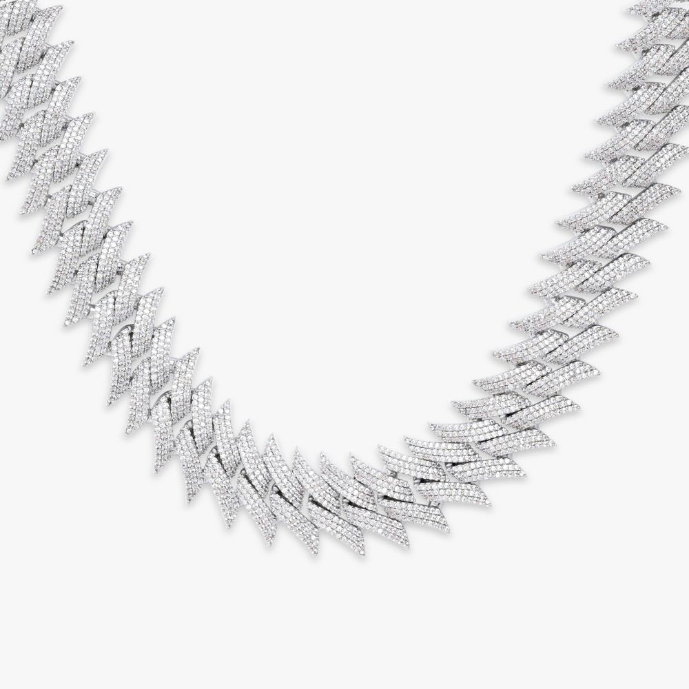 18MM Iced Out Spiked Cuban Link Chain 14K Gold