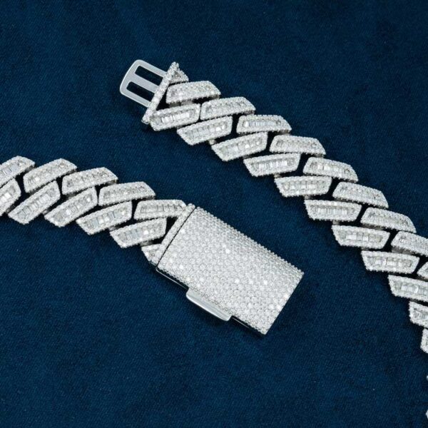 18MM Baguette Moissanite Cuban Link Chain 14K Gold - Image 2