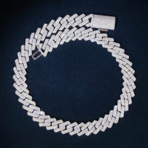 2-Row 15MM Moissanite Cuban Link Chain 14K Gold