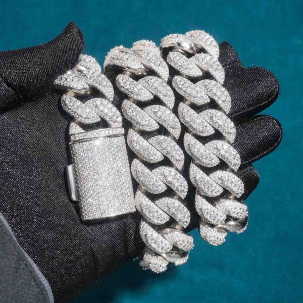 23MM Iced Out Diamond Prong Cuban Link Chain 14K Gold - Image 2