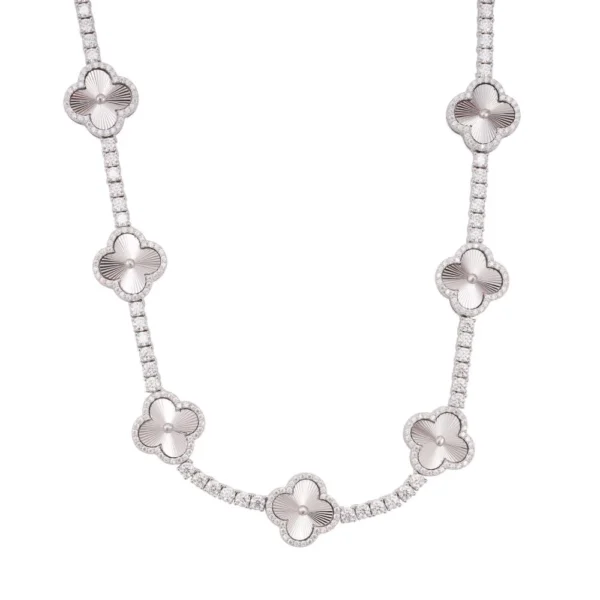 3MM Four Leaf Moissanite Clover Tennis Chain 14K Gold - Image 2