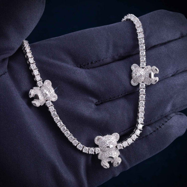 3MM Moissanite Teddy Bear Tennis Necklace 14K - Image 3
