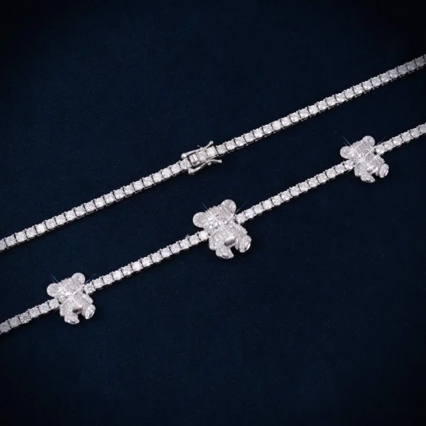 3MM Moissanite Teddy Bear Tennis Necklace 14K - Image 2