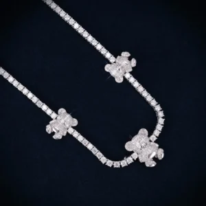 3MM Moissanite Teddy Bear Tennis Necklace 14K