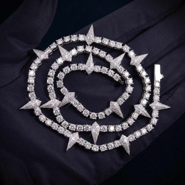 4MM Moissanite Spiked Tennis Chain 14K Gold
