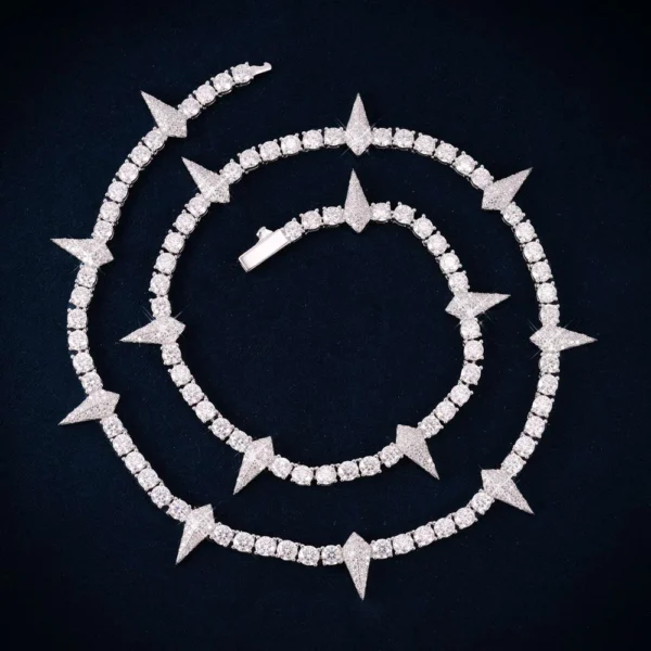4MM Moissanite Spiked Tennis Chain 14K Gold - Image 2
