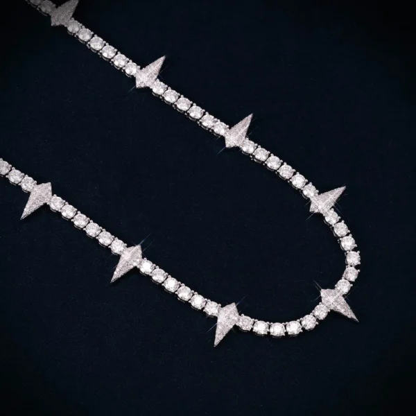 4MM Moissanite Spiked Tennis Chain 14K Gold - Image 3
