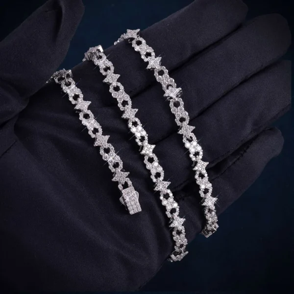 6MM Moissanite Spiked Infinity Link Chain 14K Gold - Image 2
