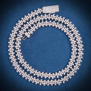 8.5MM Iced Out Cross Link Chain 14K Gold
