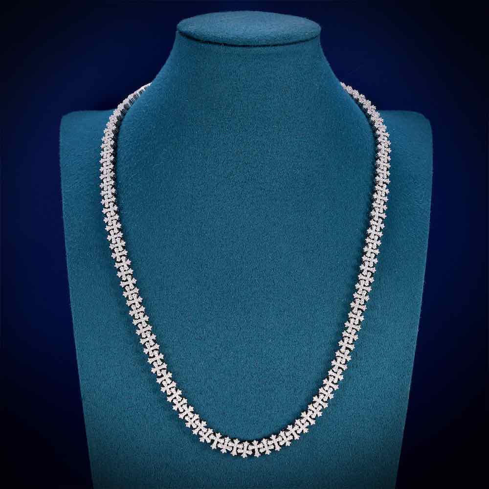 8.5MM Iced Out Cross Link Chain 14K Gold - Image 3