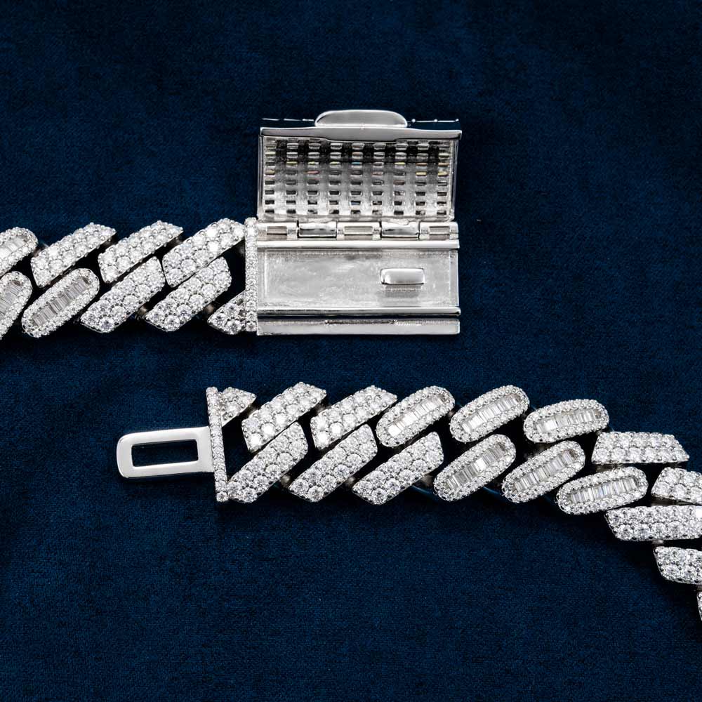 18MM Mixed Cut Moissanite Cuban Link Chain 14K Gold - Image 3