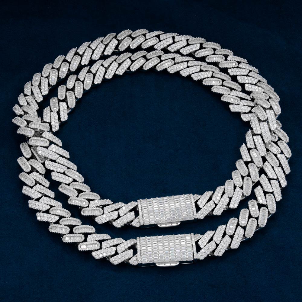 18MM Mixed Cut Moissanite Cuban Link Chain 14K Gold - Image 2