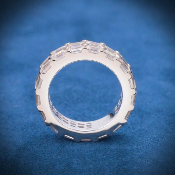 Double Row Moissanite Baguette Ring 14K Gold - Image 3