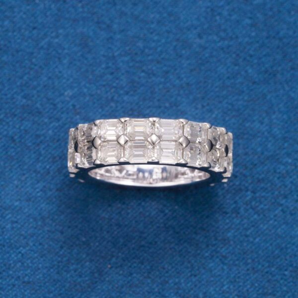 Double Row Moissanite Baguette Ring 14K Gold - Image 2