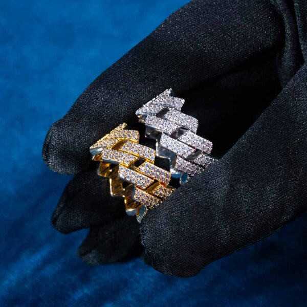 Moissanite 2-Row Cuban Link Ring 14K Gold - Image 6
