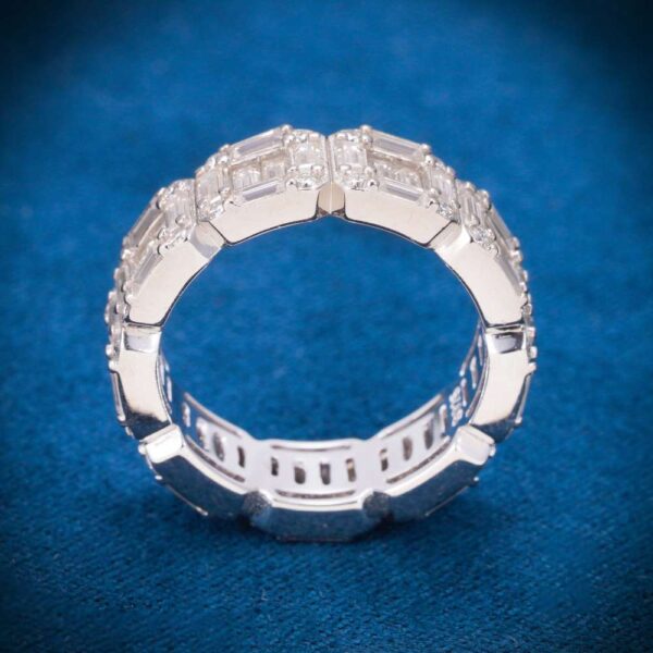 Moissanite 3-Row Baguette Band Ring 14K Gold - Image 4
