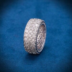 Moissanite 3-Row Cluster Band Ring 14K Gold