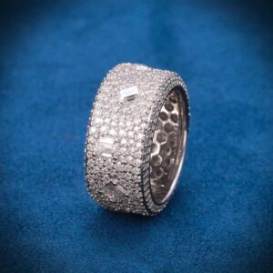 Moissanite 7-Row Emerald Cut Ring 14K Gold