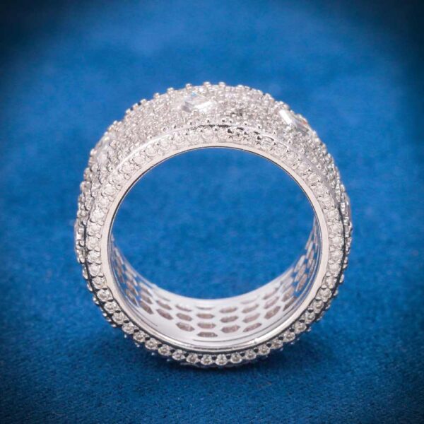 Moissanite 7-Row Emerald Cut Ring 14K Gold - Image 2