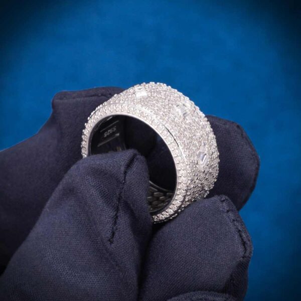 Moissanite 7-Row Emerald Cut Ring 14K Gold - Image 3