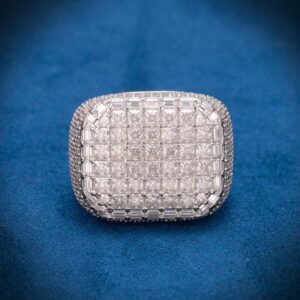 Moissanite 8-Row Princess Cut Ring 14K White Gold