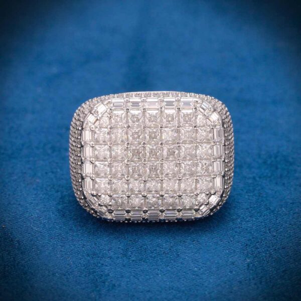 Moissanite 8-Row Princess Cut Ring 14K White Gold