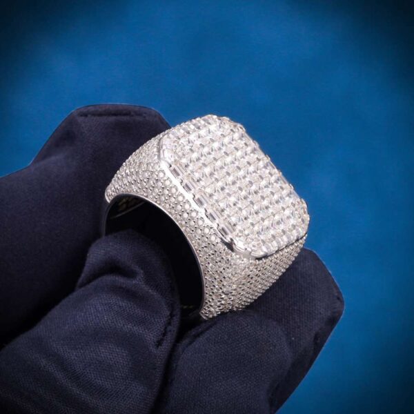 Moissanite 8-Row Princess Cut Ring 14K White Gold - Image 4