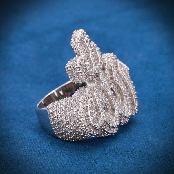 Moissanite Allah Ring 14K White Gold - Image 3