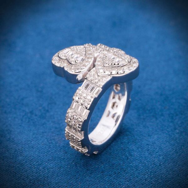 Moissanite Split Heart Ring 14K White Gold - Image 4