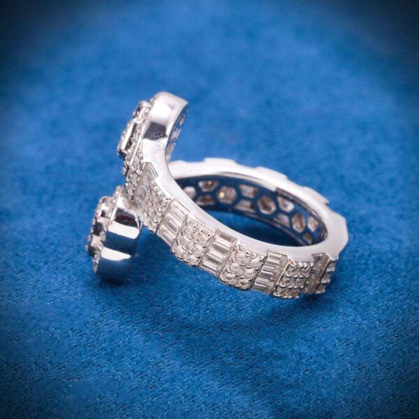 Moissanite Split Heart Ring 14K White Gold - Image 3