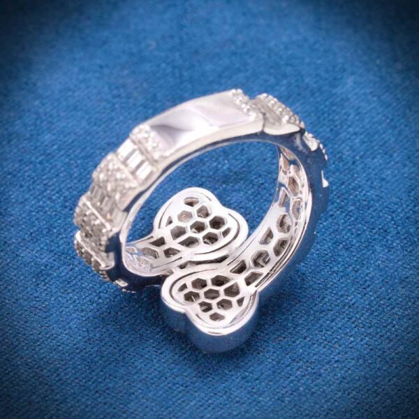 Moissanite Split Heart Ring 14K White Gold - Image 2
