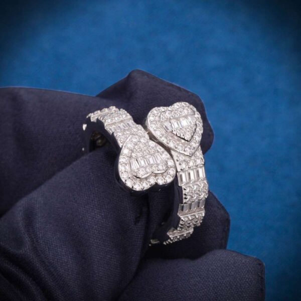 Moissanite Split Heart Ring 14K White Gold - Image 5